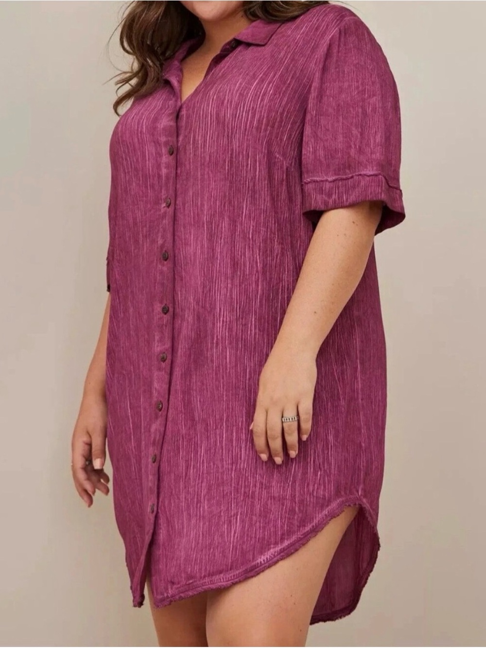 NWT Torrid Swim Gauze Shirt Dress Lounge Sleepwear Fuchsia 1X